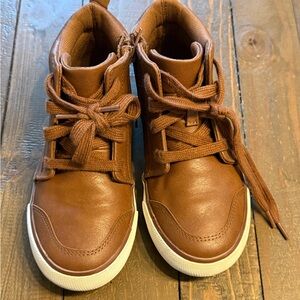 wonder nation Brown Kids High-Top Boots with White Soles